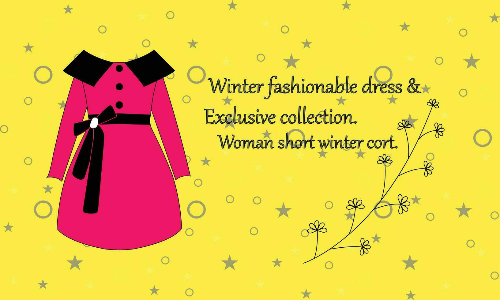 vector invierno ropa hembra abrigos y suéter en amarillo antecedentes.