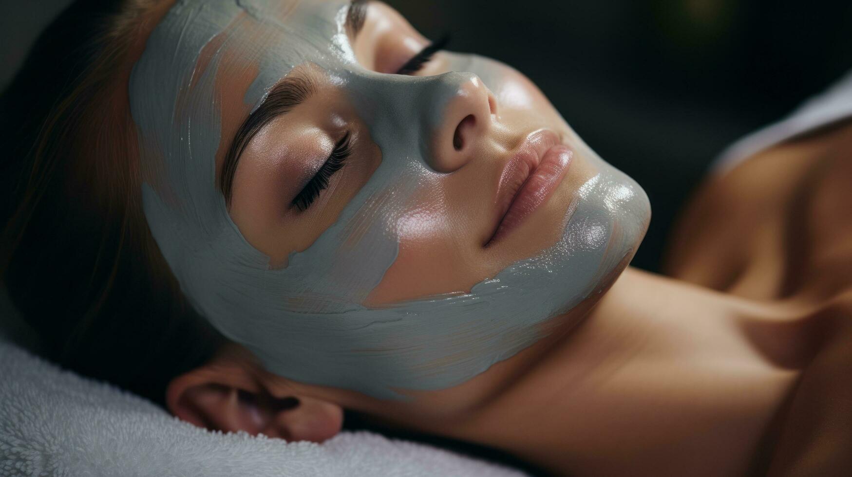 Woman receiving facial mask treatment photo