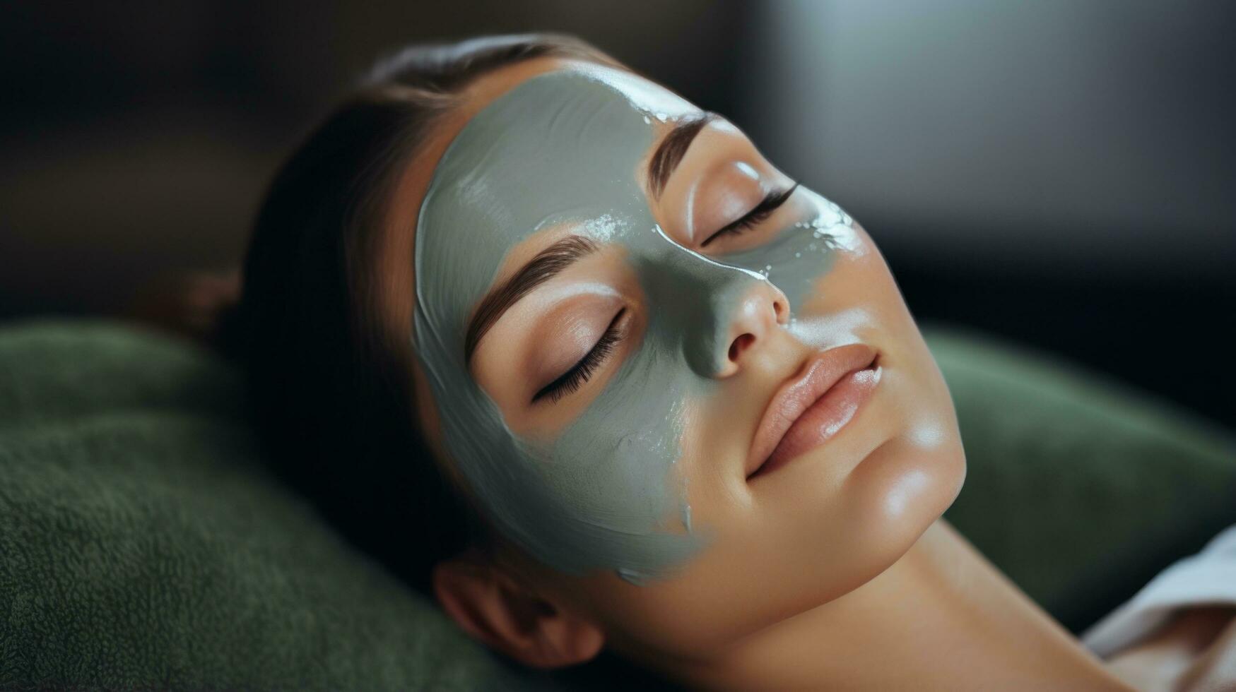 Woman receiving facial mask treatment photo