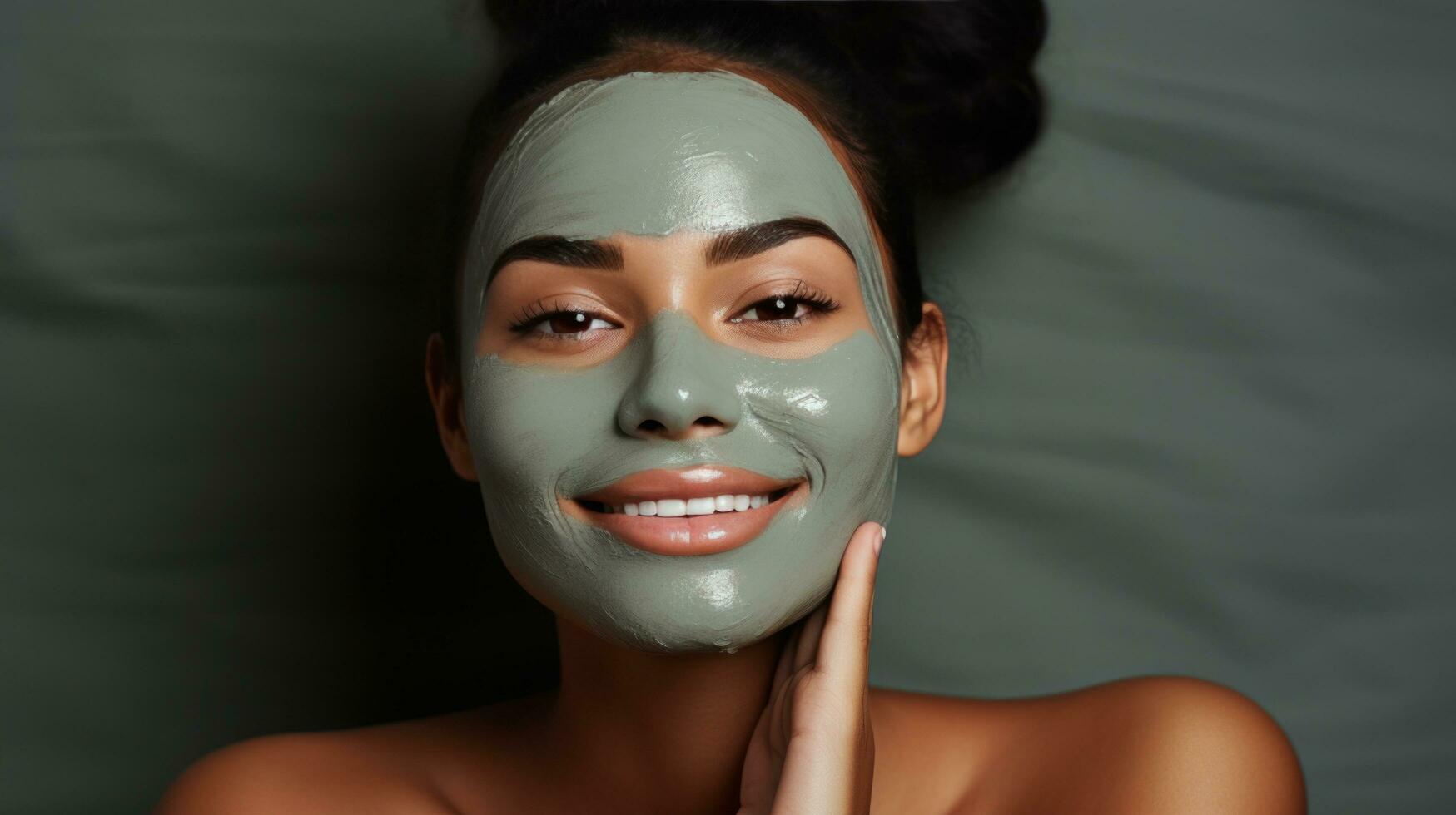 Woman receiving facial mask treatment photo