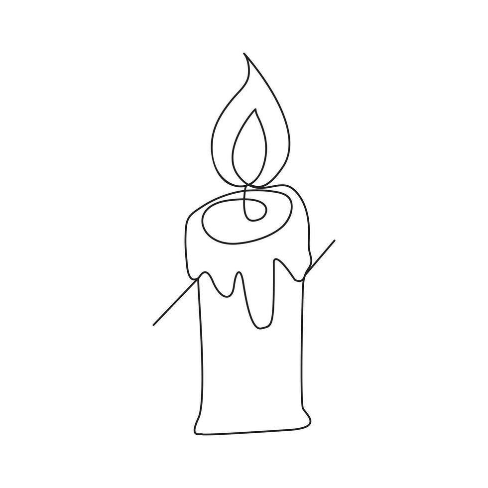 Continuous line drawing candle vector illustration Design