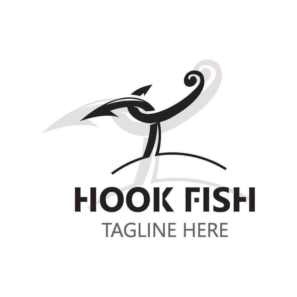 Hook Fishing logo simple and modern vintage rustic vector design style template illustration