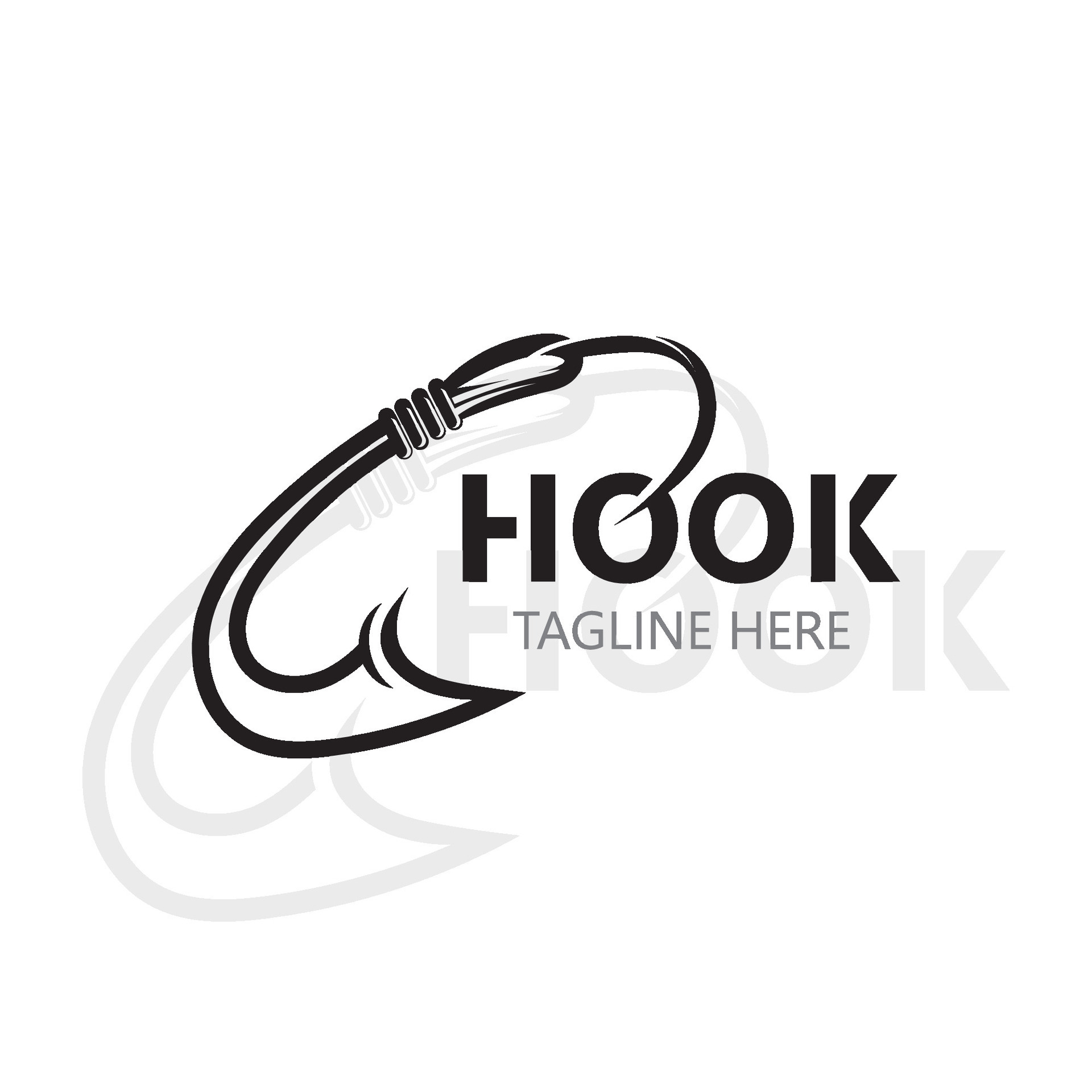 Hook Fishing logo simple and modern vintage rustic vector design