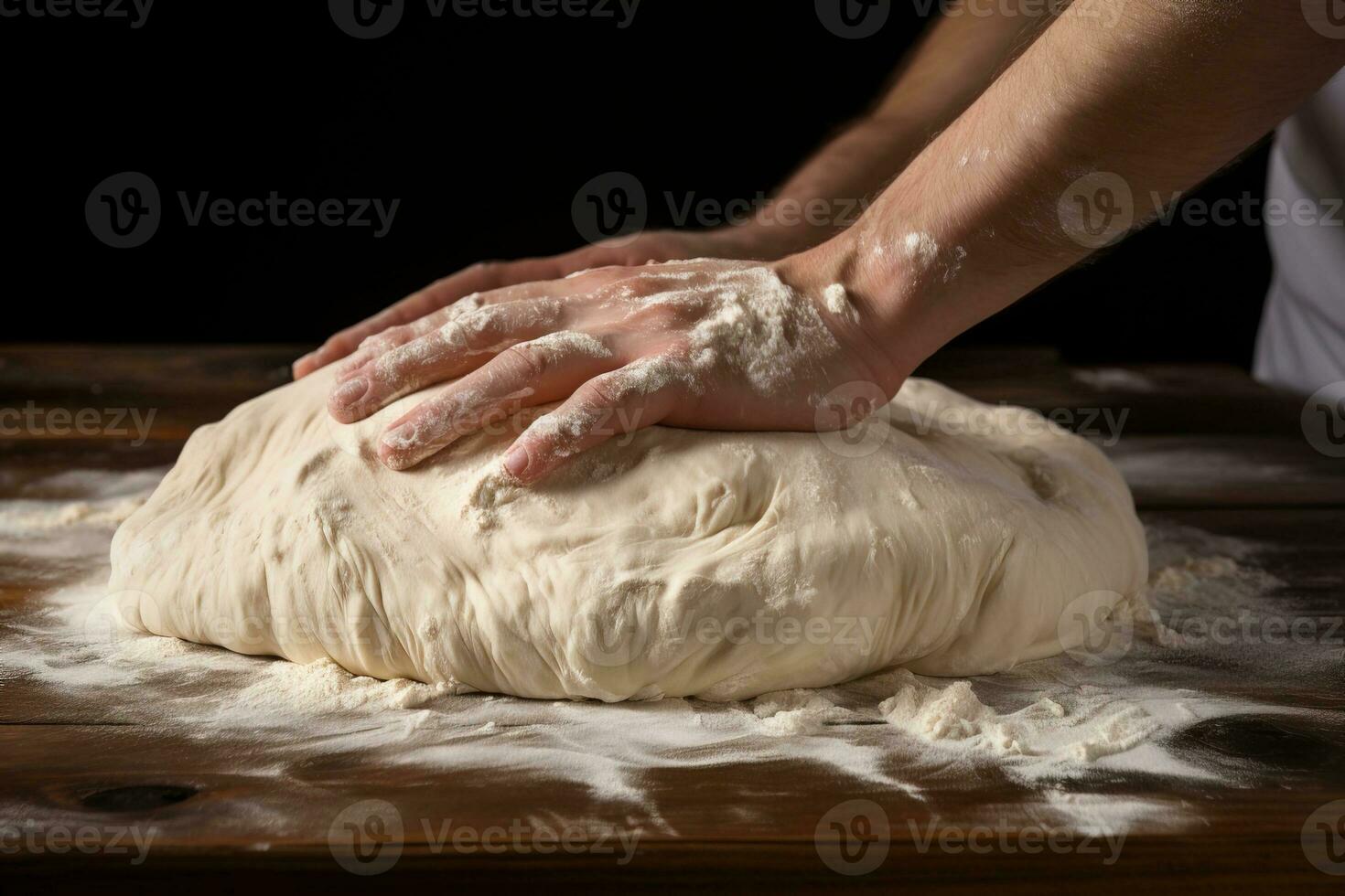 closeup of man's hands making dough side view photo