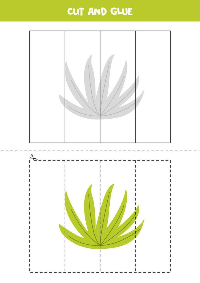 Cut and glue game for kids. Cute cartoon bush. vector
