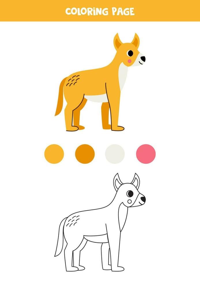 Color cute cartoon dingo dog. Worksheet for kids. vector
