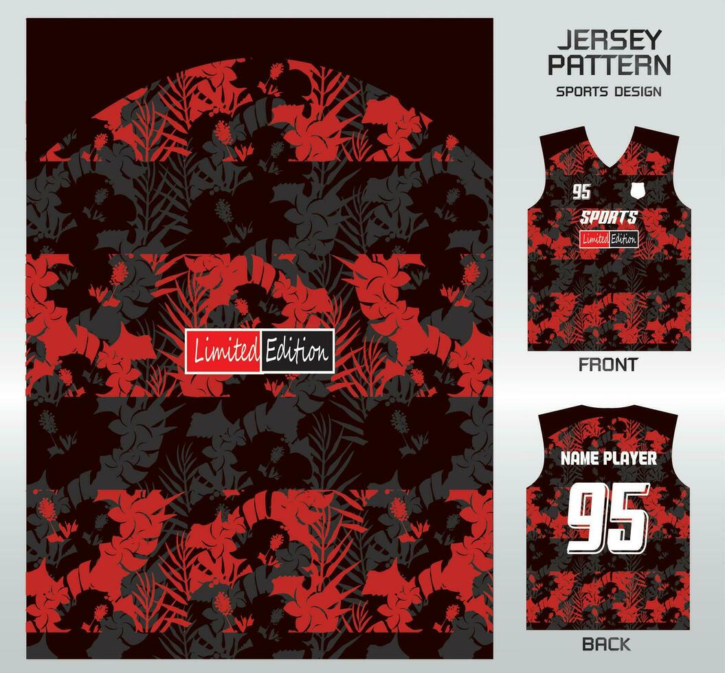 Pattern vector sports shirt background image.black red flower shadow