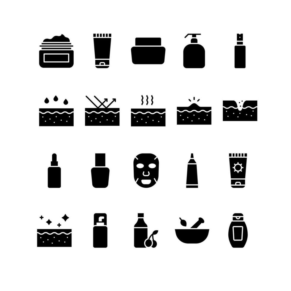 Set of Skincare Icons Glyph vector