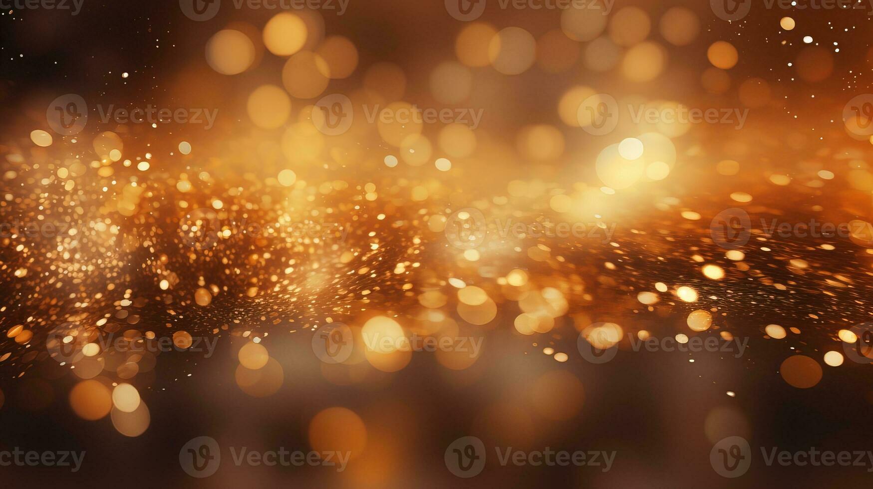 Abstract background with blurred defocused light bokeh dots in gold and brown tones photo