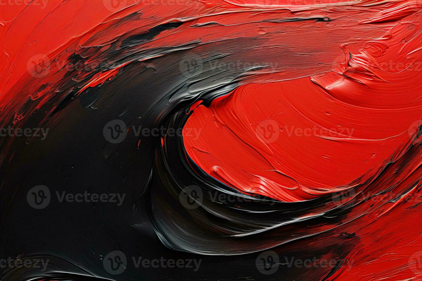black and red abstract oil painting on canvas, acrylic texture background, rough brushstrokes wave of paint photo