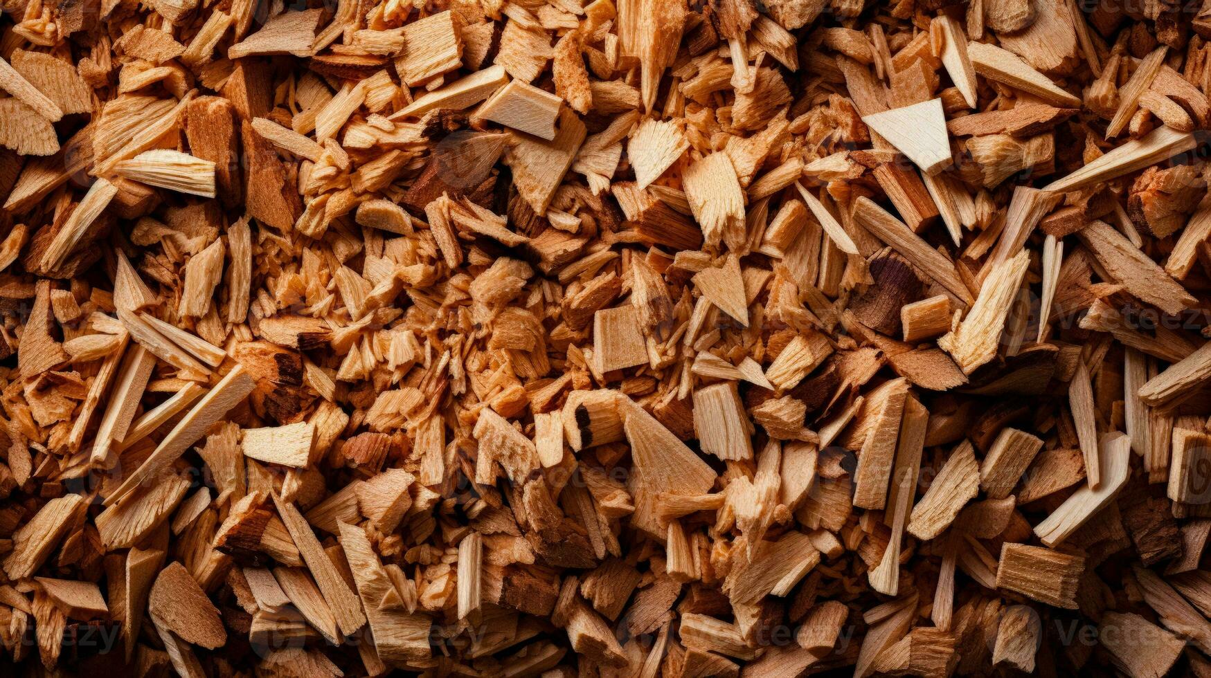 Wood chips for biomass energy production background with empty space for text photo