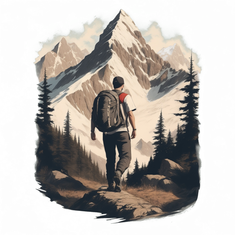 Hiking Sticker Png Transparent Background Ai Generative
