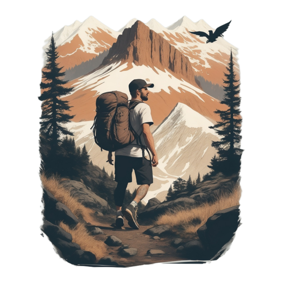 Hiking Sticker Png Transparent Background Ai Generative