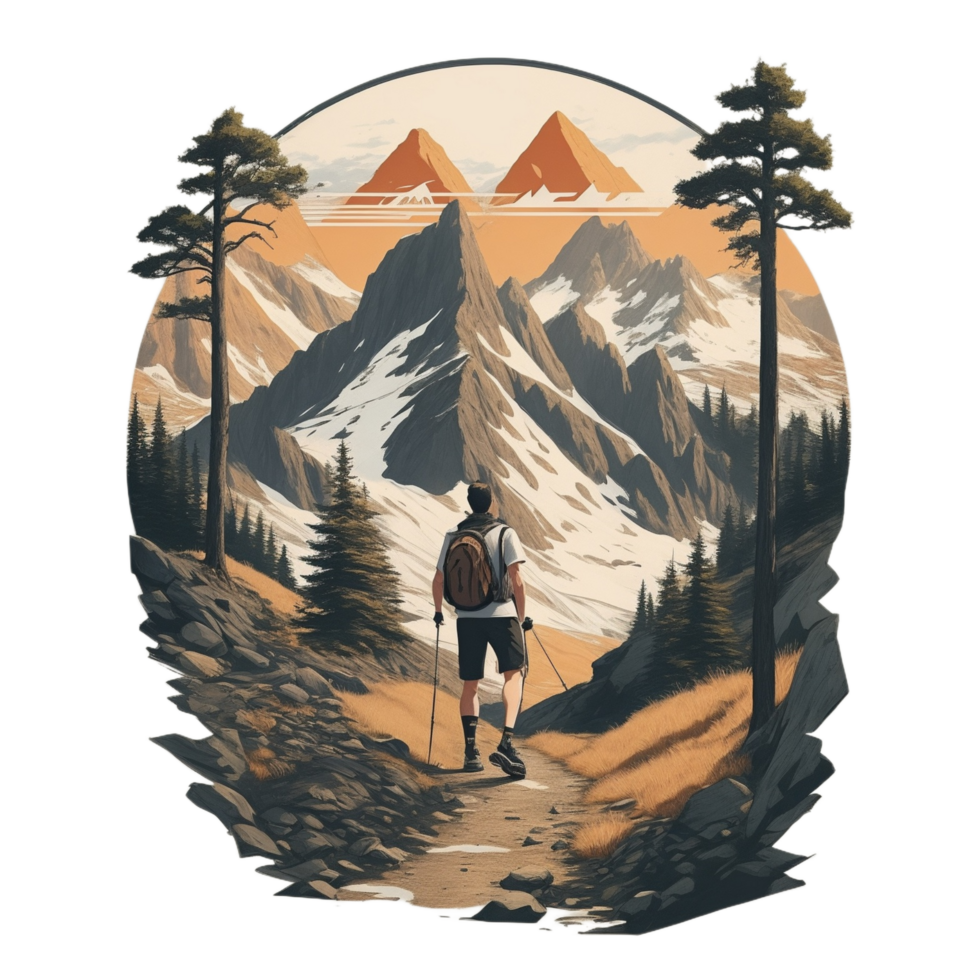 Hiking Sticker Png Transparent Background Ai Generative