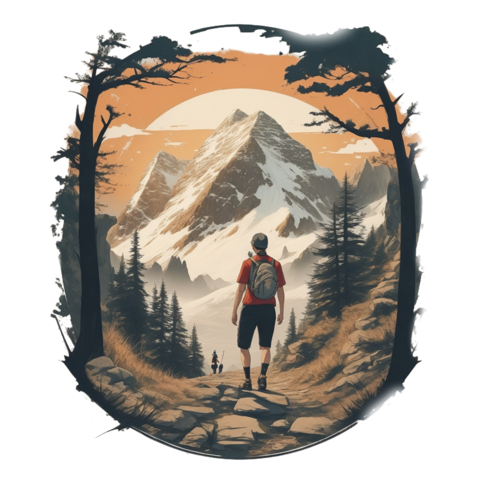 Hiking Sticker Png Transparent Background Ai Generative