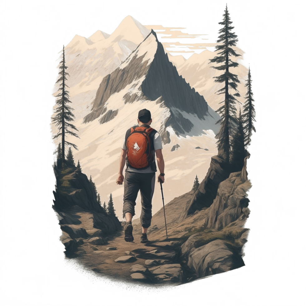 Hiking Sticker Png Transparent Background Ai Generative