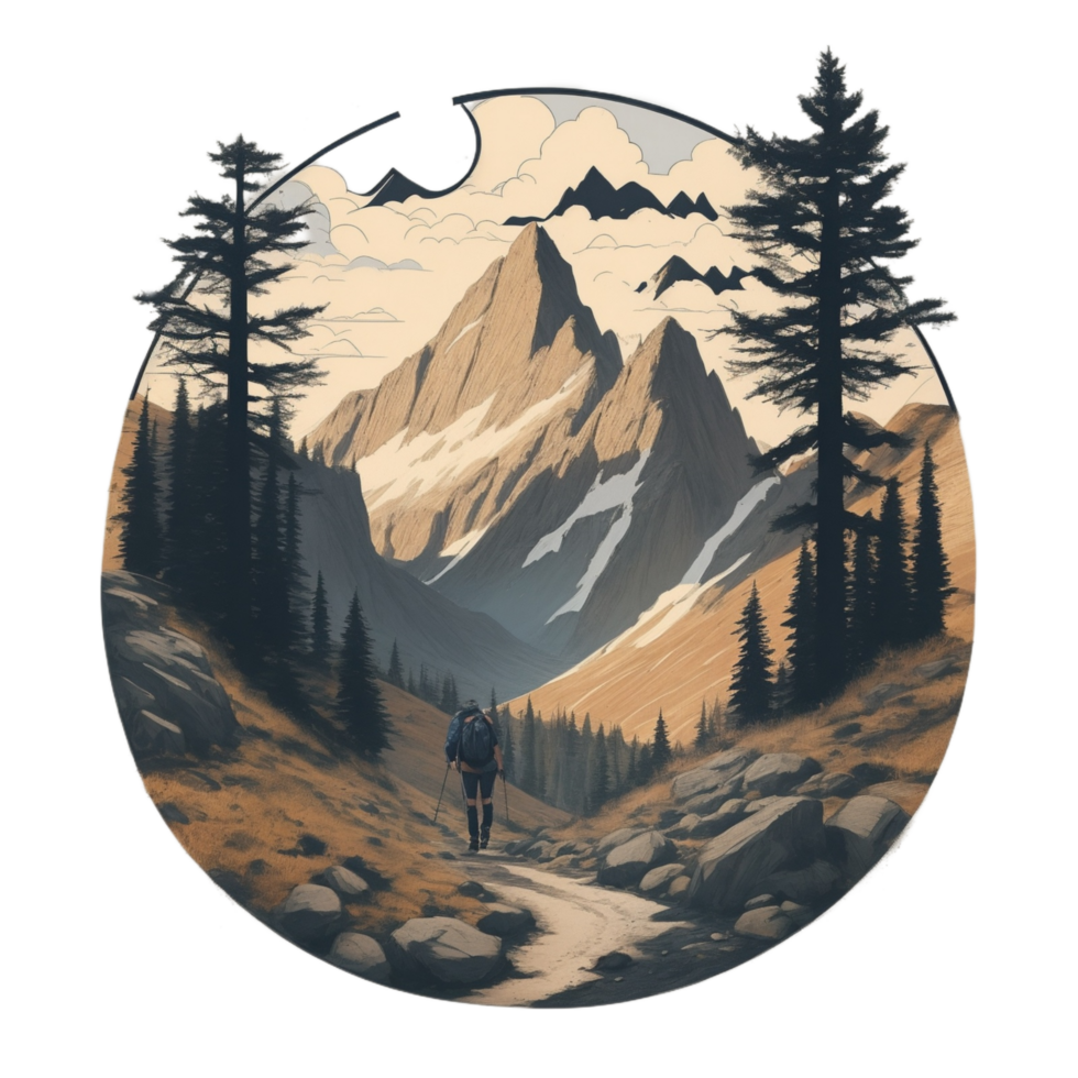 Hiking Sticker Png Transparent Background Ai Generative