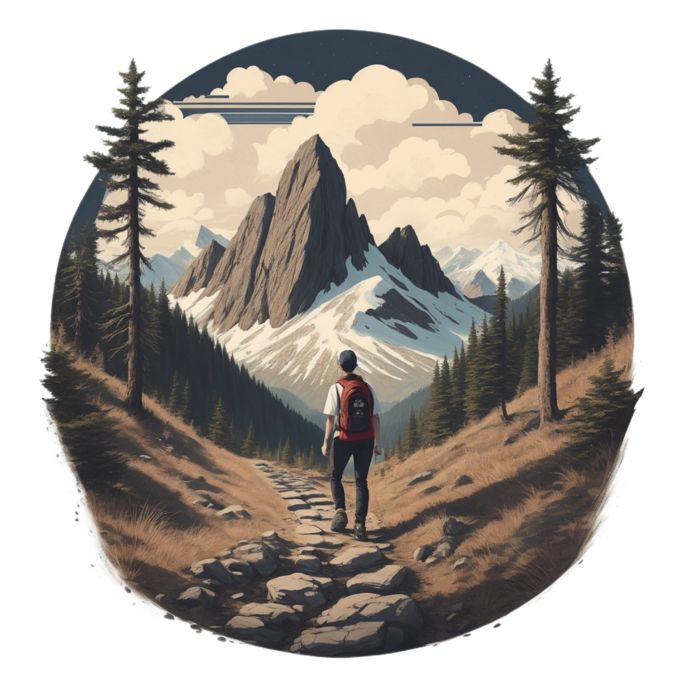 Hiking Sticker Png Transparent Background Ai Generative
