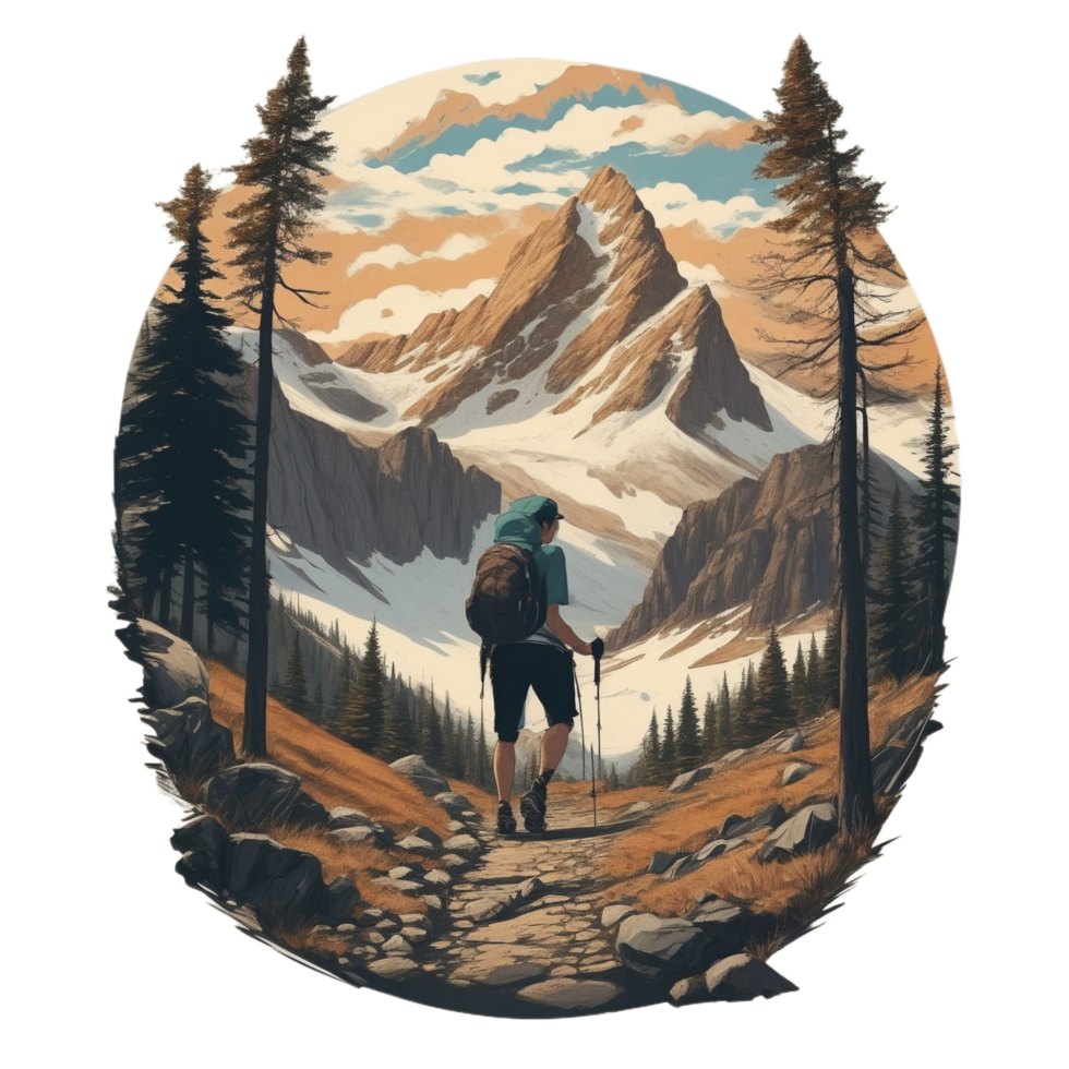 Hiking Sticker Png Transparent Background Ai Generative