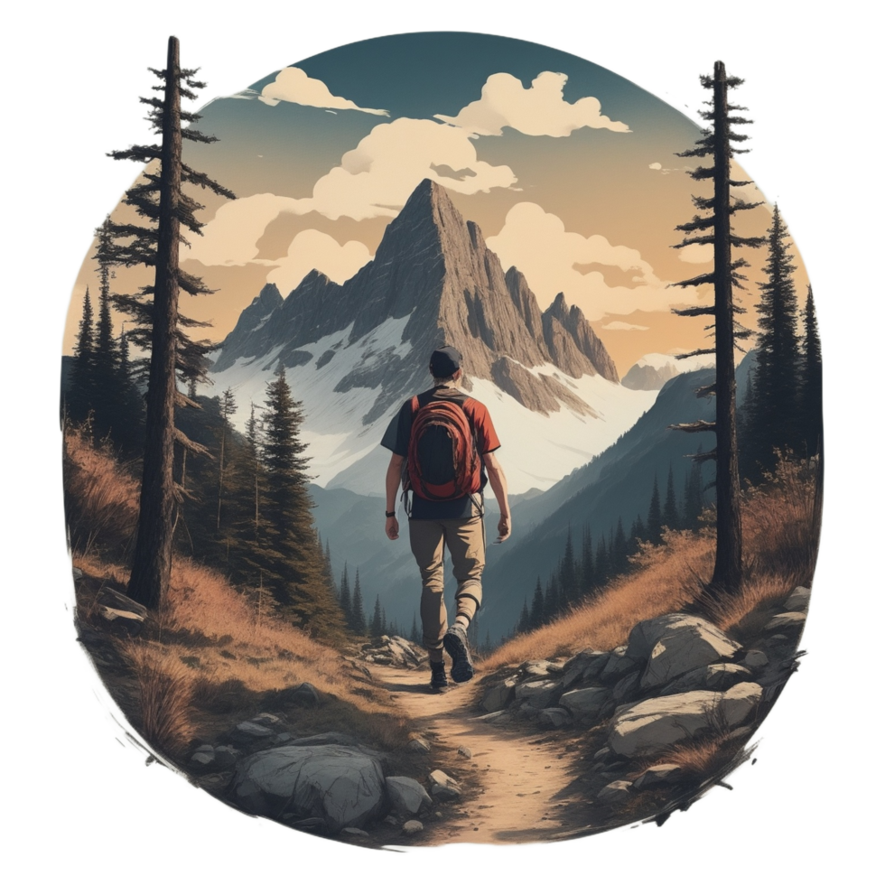 Hiking Sticker Png Transparent Background Ai Generative