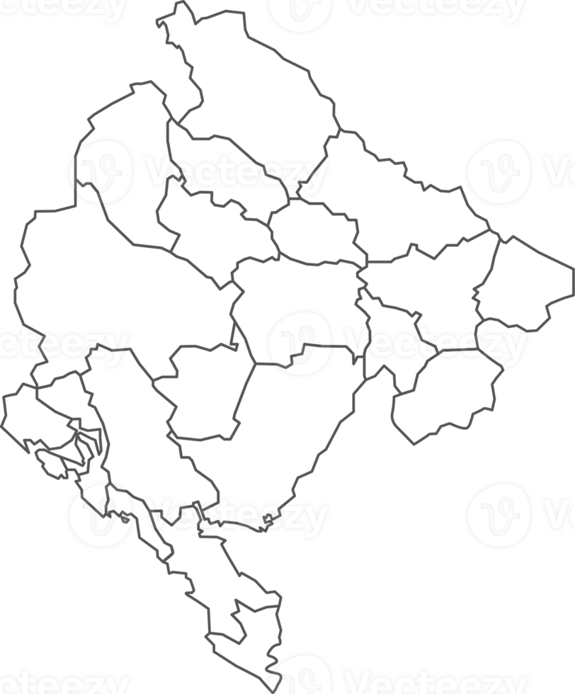 Map of Montenegro with detailed country map, line map. png