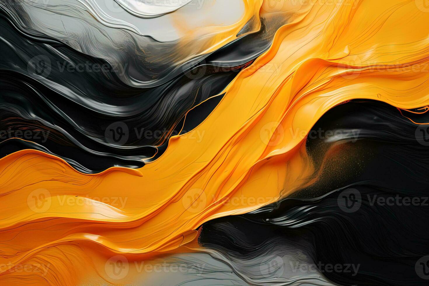 abstract oil painting on canvas, black, white and orange acrylic texture background, rough brushstrokes of paint photo