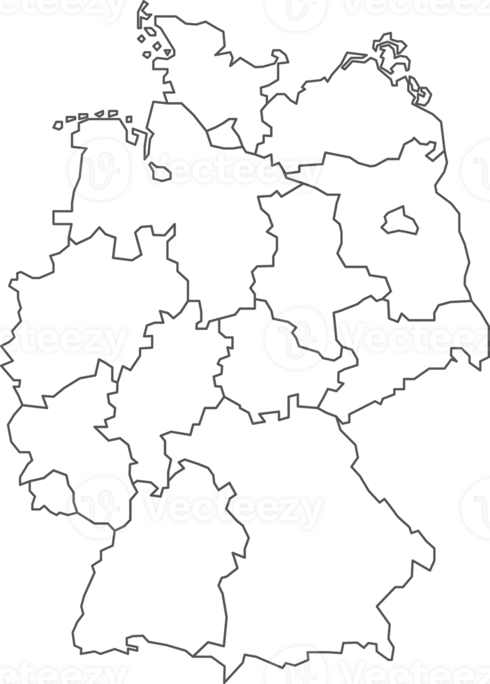 Map of Germany with detailed country map, line map. png