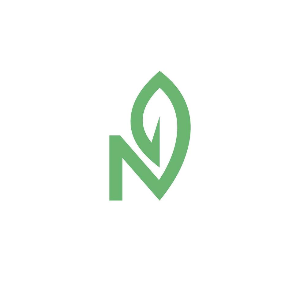 n nature leaf minimalist logo design vector