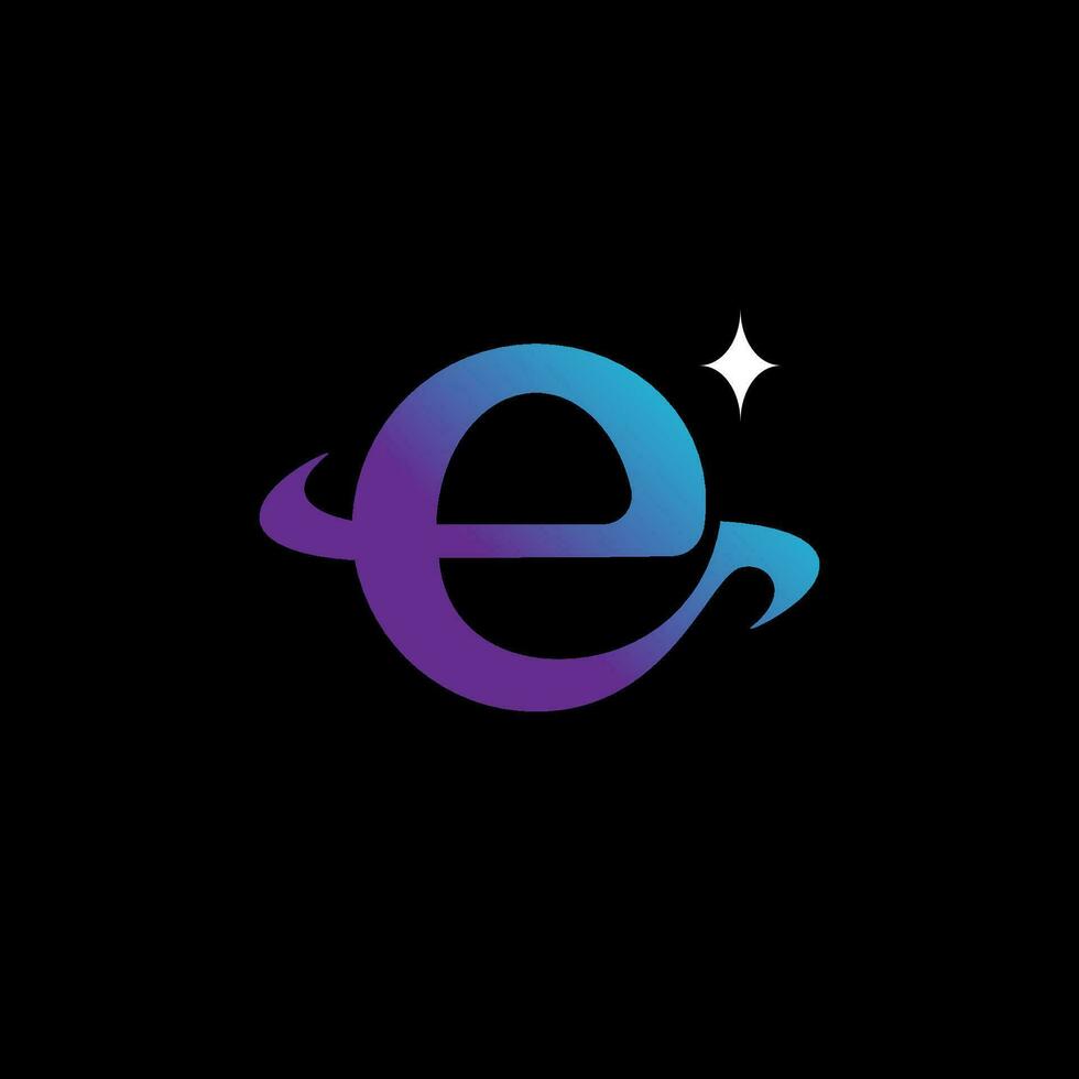 e planet space minimalist logo design vector