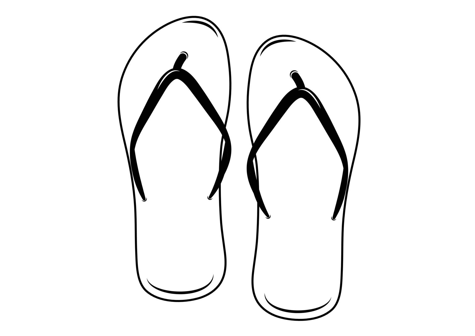 Black and White Summer Slippers Vector Illustration Isolated on White ...