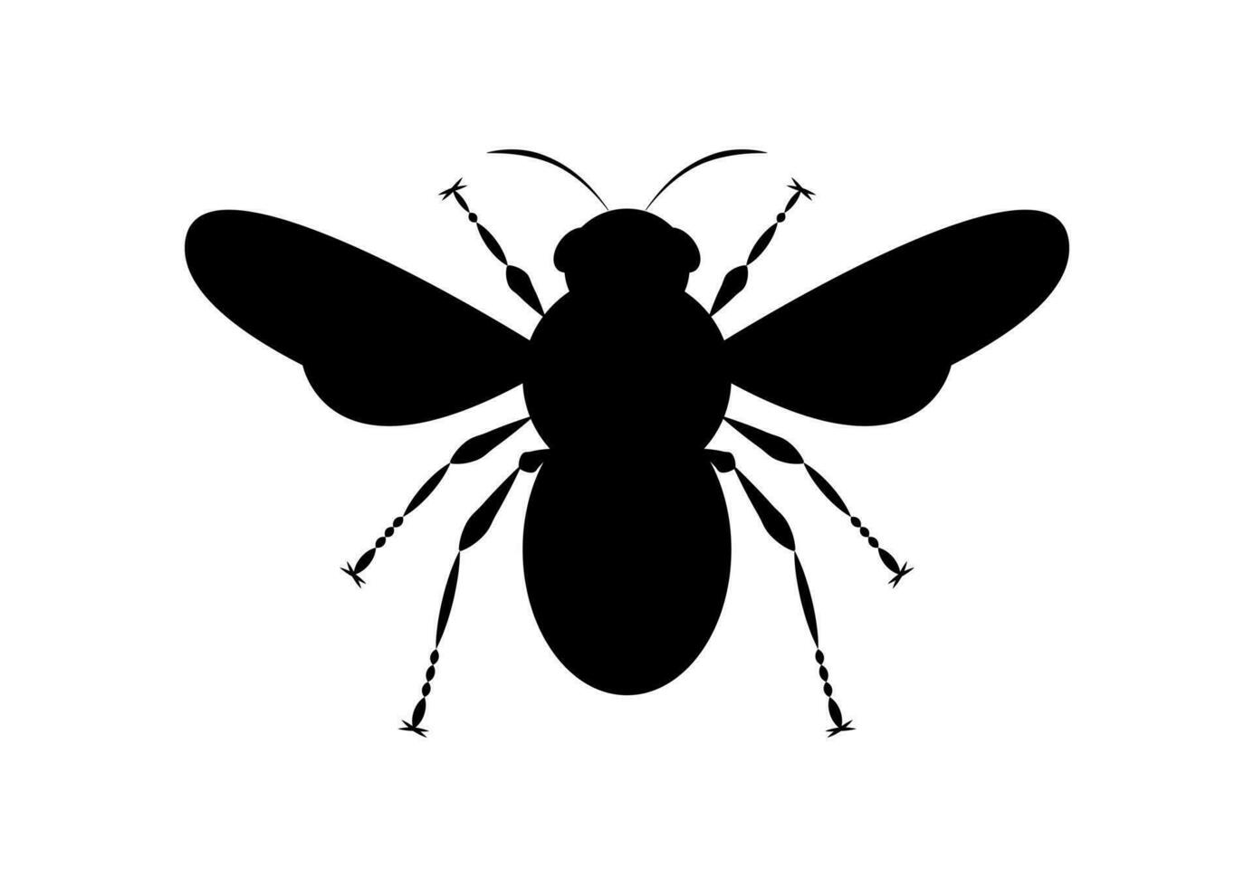 Black and White Bee Silhouette in Flat Style Vector