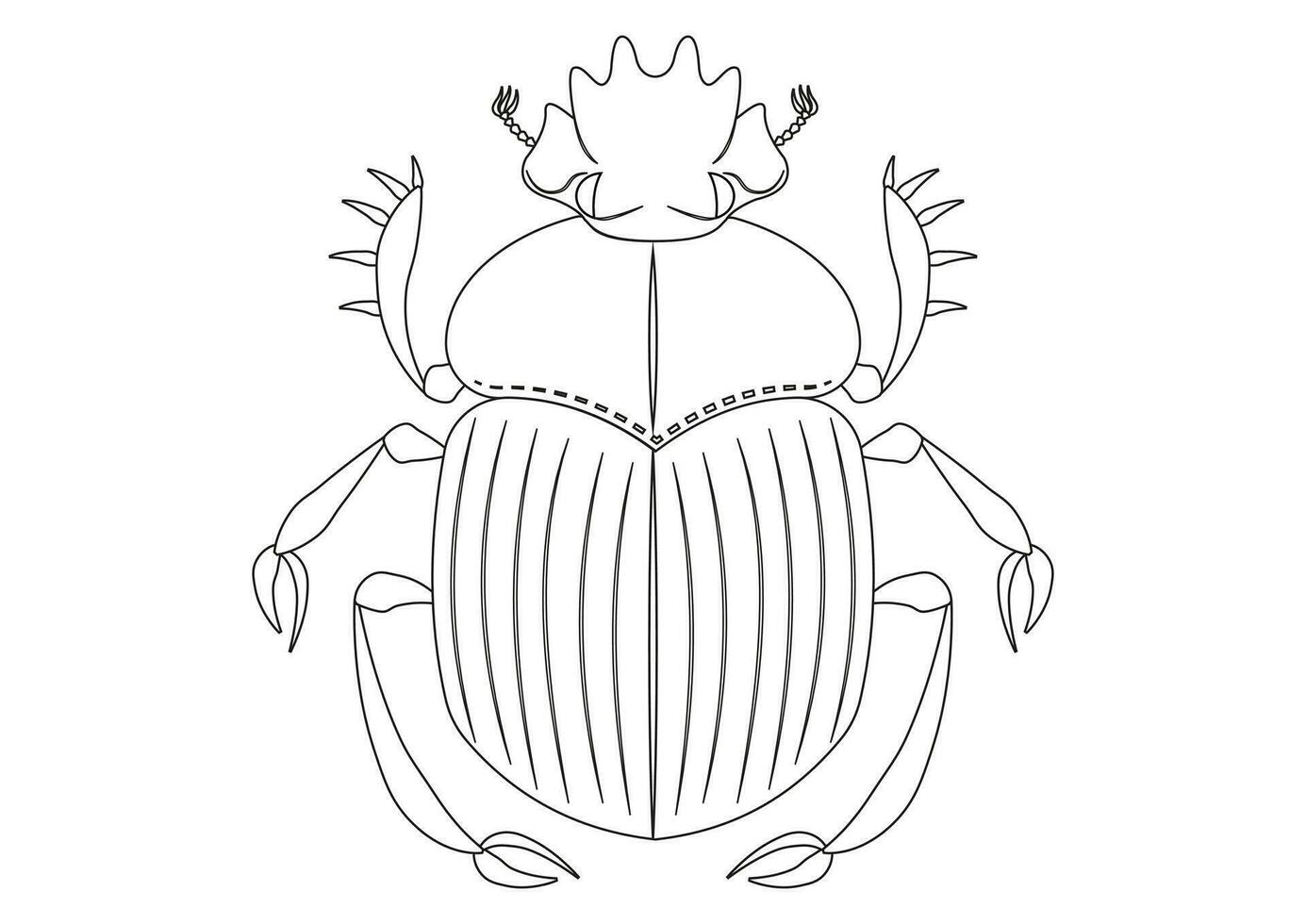 Black and White Scarab Beetle Clipart. Coloring Page of Scarab Beetle vector