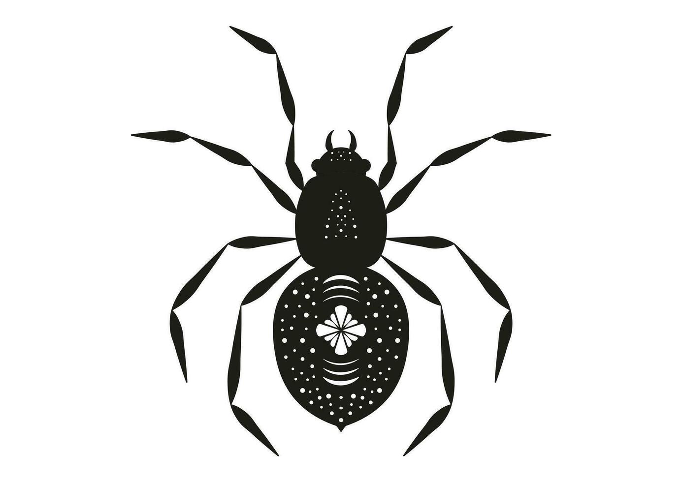 Black and White Spider Silhouette in Flat Style Vector