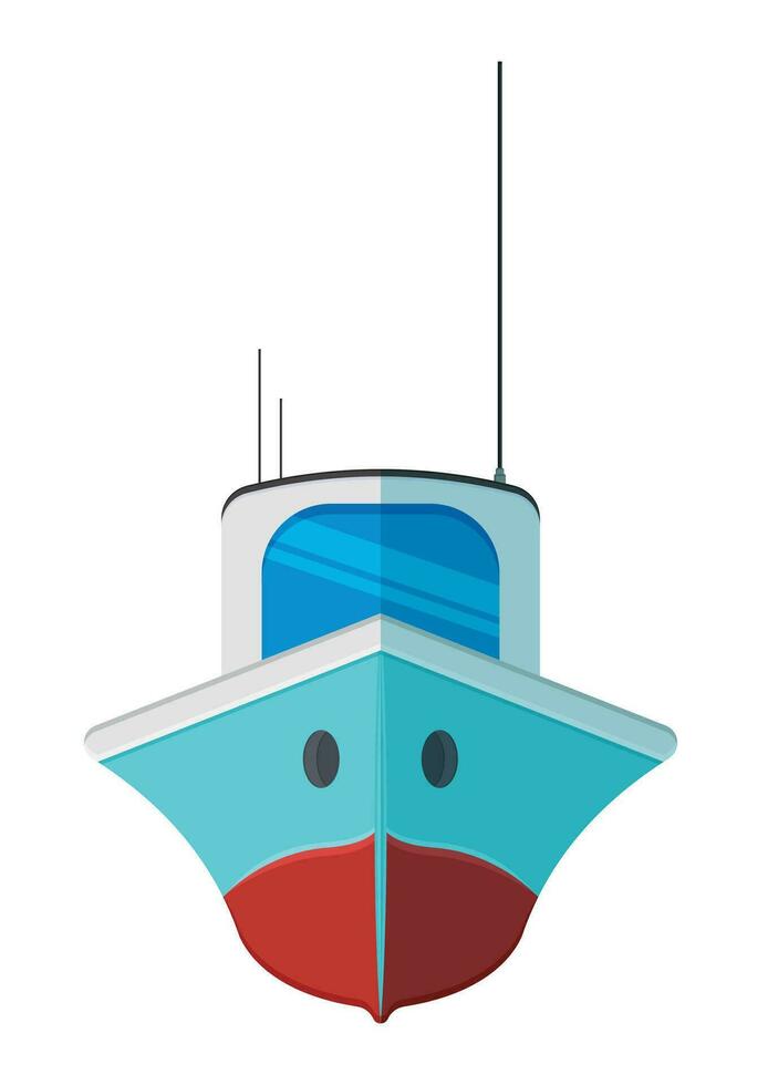 Front View Ship Vector Flat Design Isolated on White Background