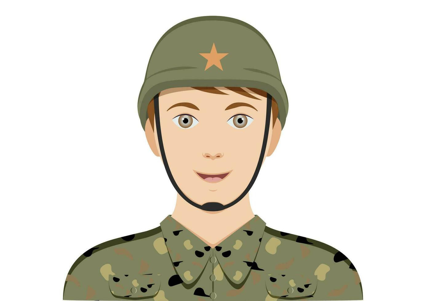 Portrait of a military man clipart vector on white background