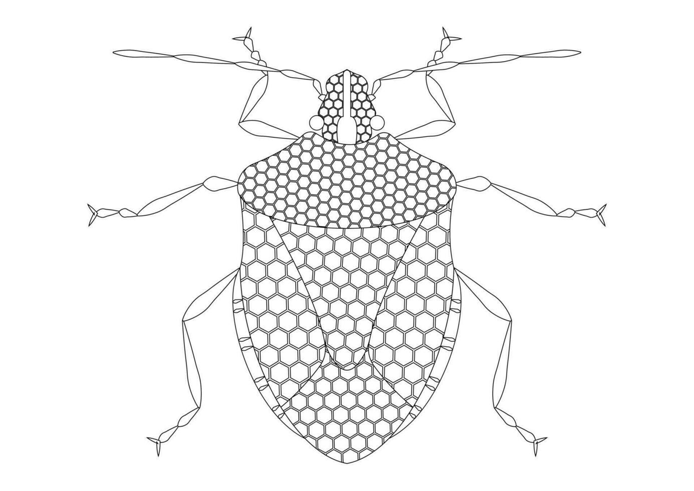 Black and White Stink Bug Clipart Vector isolated on White Background. Coloring Page of a Stink Bug