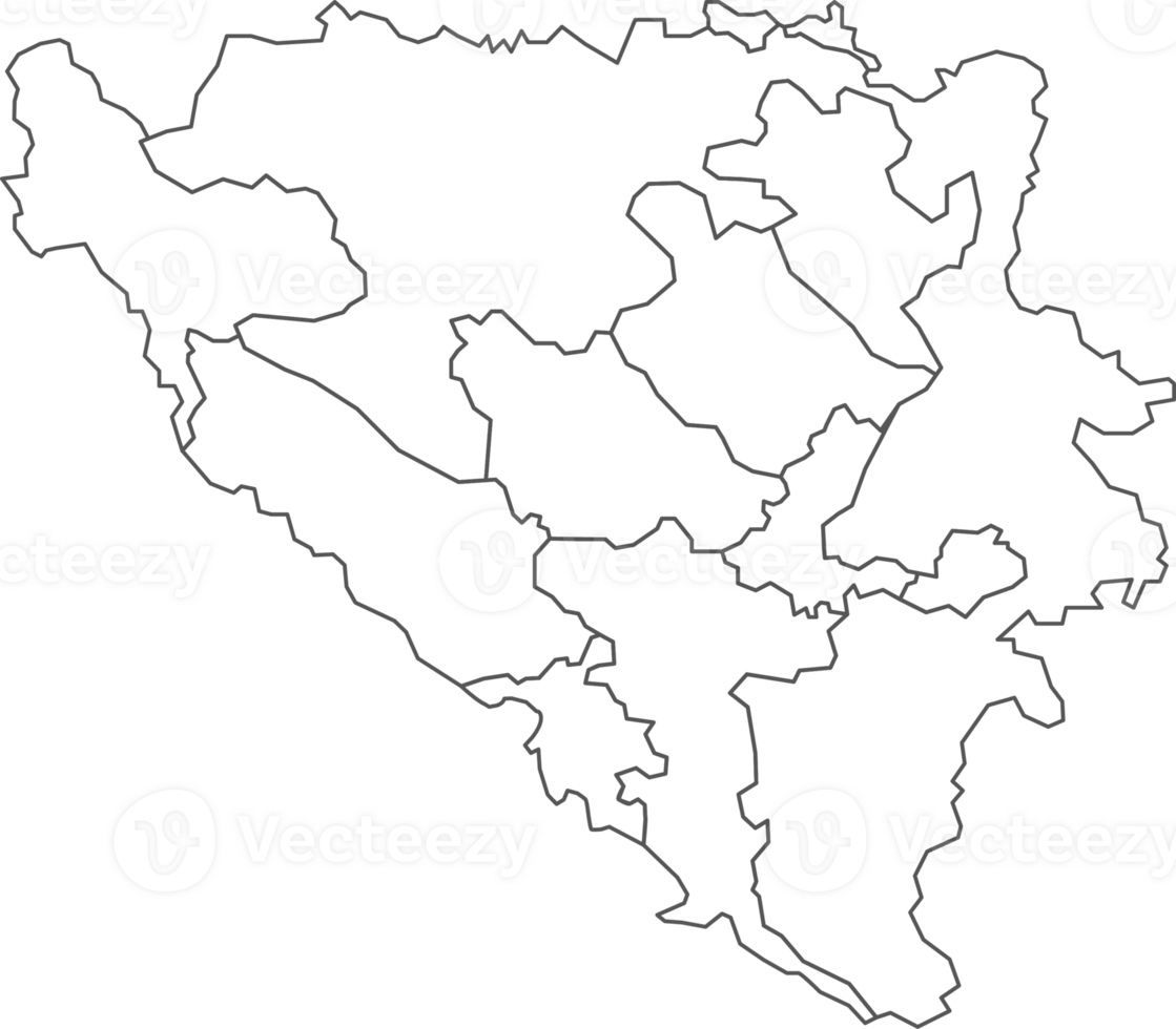 Map of Bosnia Herzegovina with detailed country map, line map. png