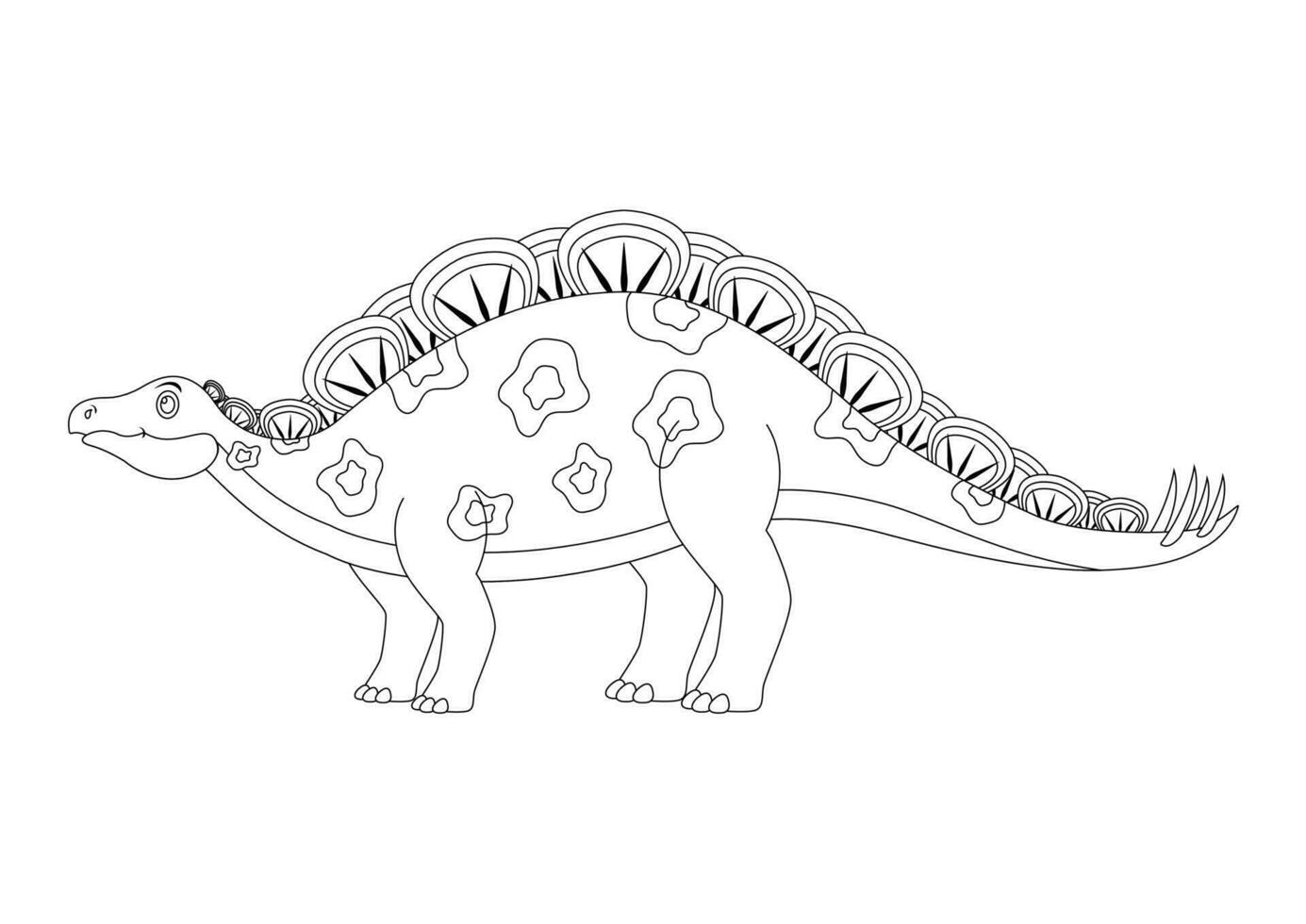 negro y blanco wuerhosaurus dinosaurio dibujos animados personaje vector. colorante página de un wuerhosaurus dinosaurio vector