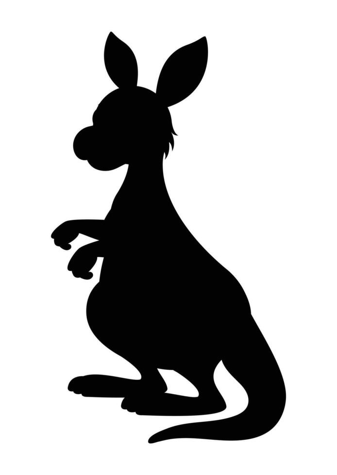 Kangaroo Silhouette Vector Isolated on White Background