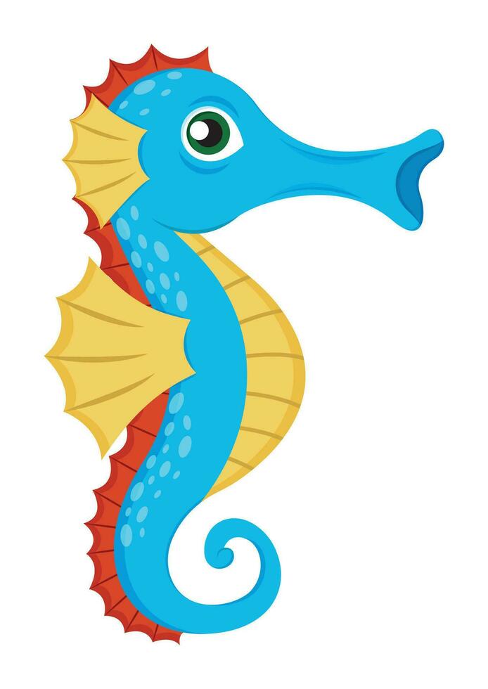 Seahorse cartoon character vector isolated on white background