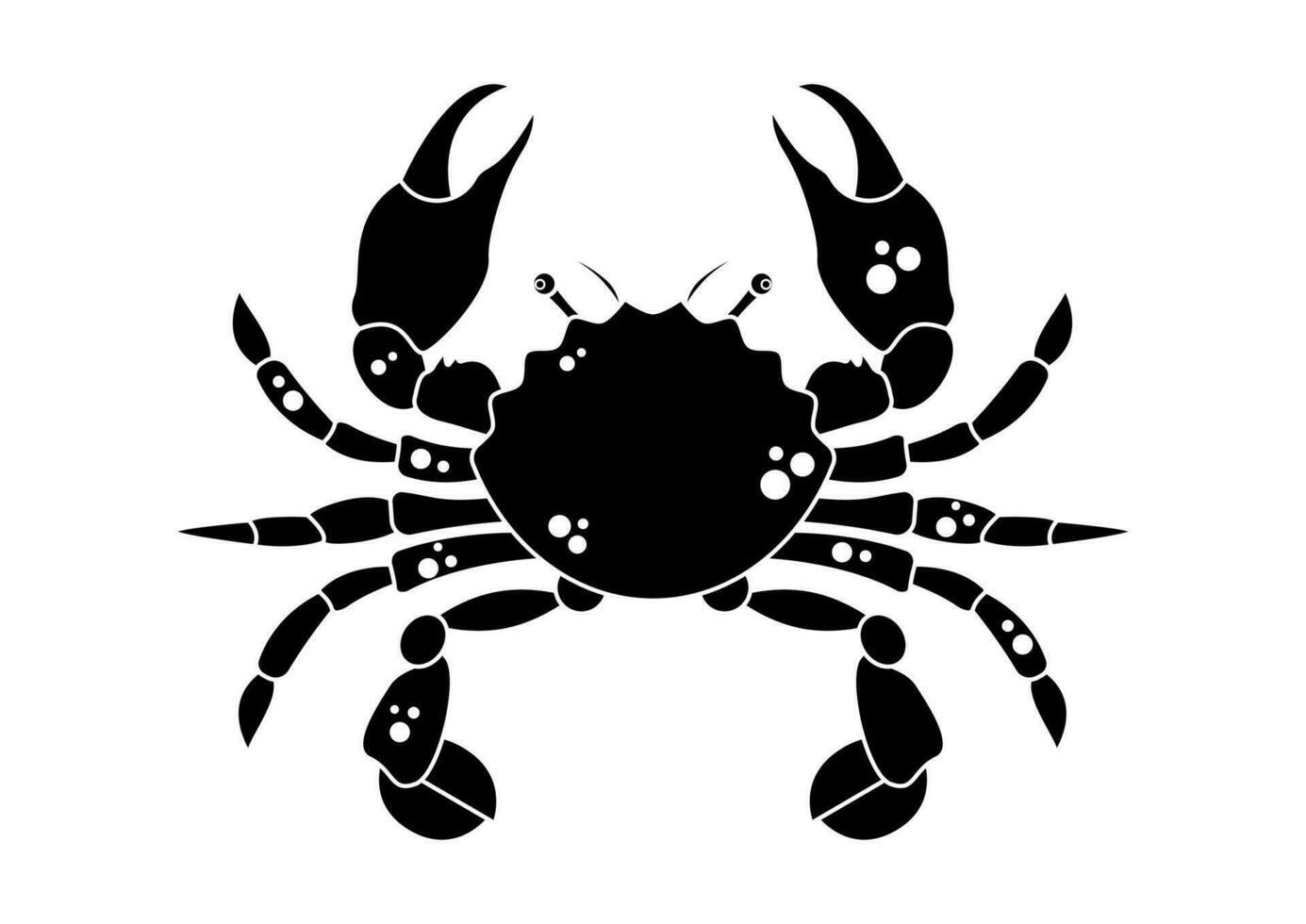 Black crab silhouette vector flat design isolated on white background