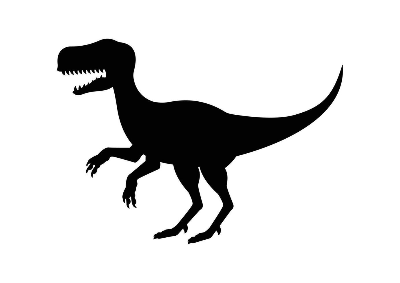 Raptor Dinosaur Silhouette Vector Isolated on White Background