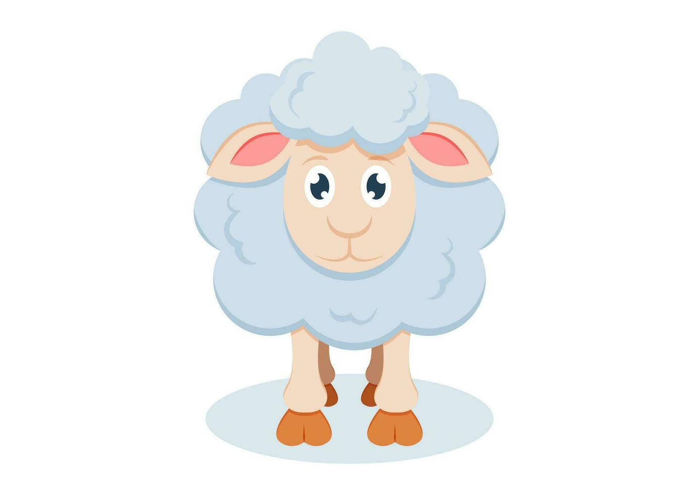 Sheep Cartoon Character Vector Flat Design Isolated on White Background