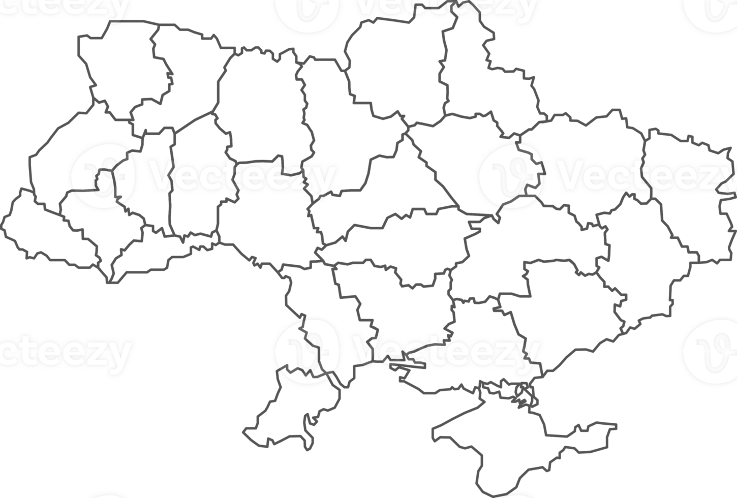 Map of Ukraine with detailed country map, line map. png
