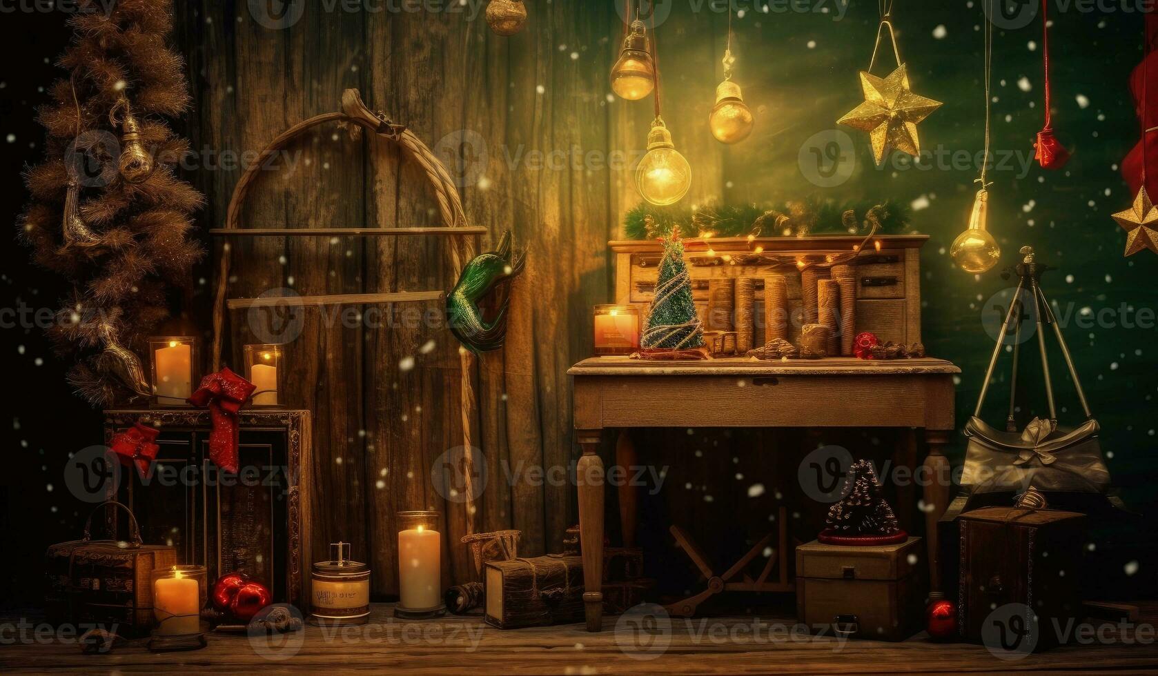 Illustration of with christmas decoration. Generative AI photo