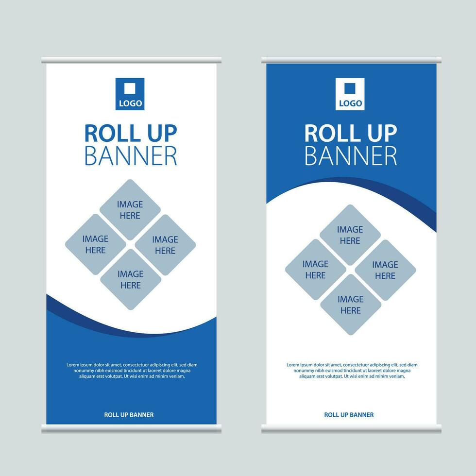 Roll up banner vertical template modern x-banner and flag banner vector design