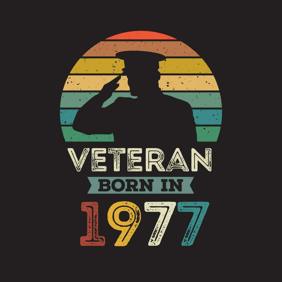 veterano nacido en 1977 vector Clásico estilo veterano día diseño vector