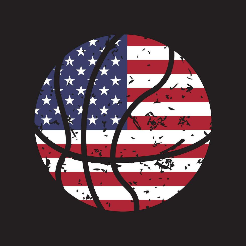 basketball with usa flag grunge vector
