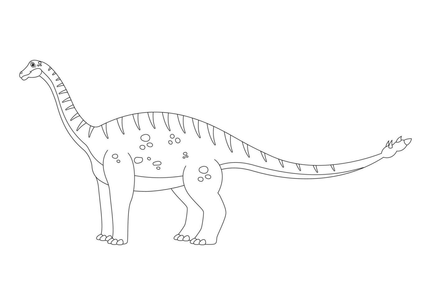 Black and White Shunosaurus Dinosaur Cartoon Character Vector. Coloring Page of a Shunosaurus Dinosaur vector