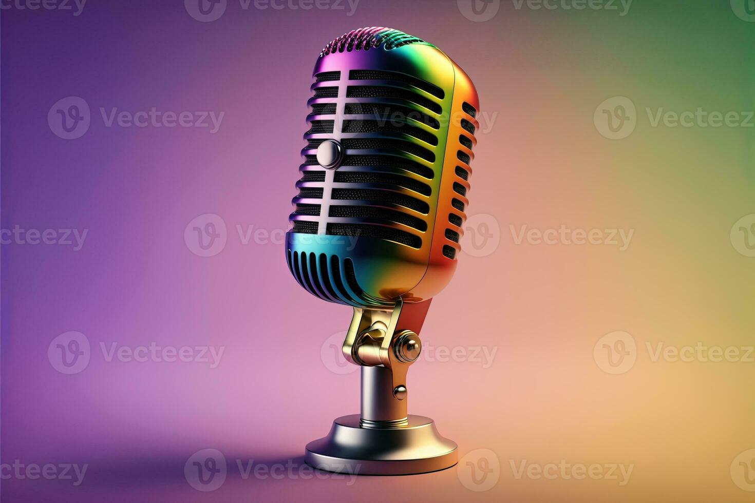 Studio microphone, podcast, gradient background. Digital illustration AI photo